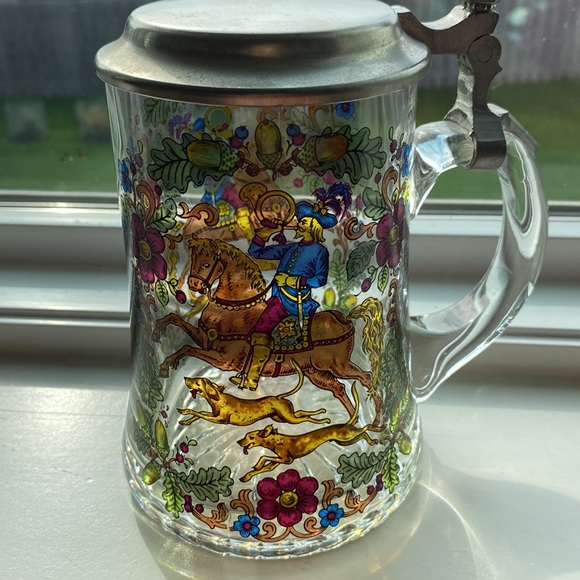 Colorful Vintage German Floral Glass Beer Stein! - Picture 9 of 9